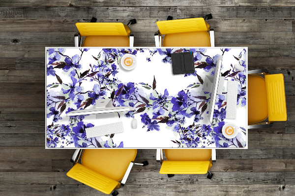 Bureaumat Blauwe bloemen