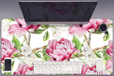 Onderlegger bureau Roze peonies