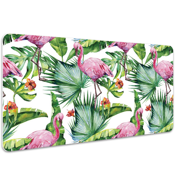 Bureau onderlegger Bladeren en flamingo's