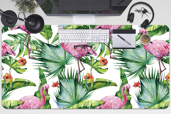 Bureau onderlegger Bladeren en flamingo's