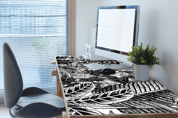 Onderlegger bureau Zwart -witte bladeren