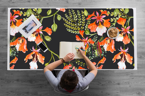 Bureau onderlegger Rode bloemen