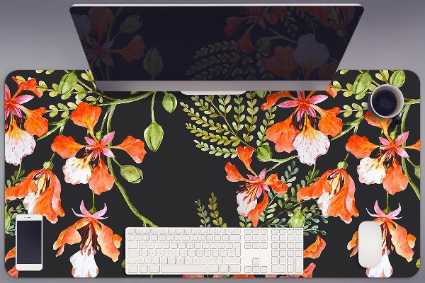 Bureau onderlegger Rode bloemen