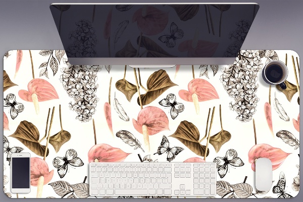Bureau onderlegger Bloemen en vlinders