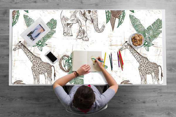 Onderlegger bureau Giraffen en olifanten