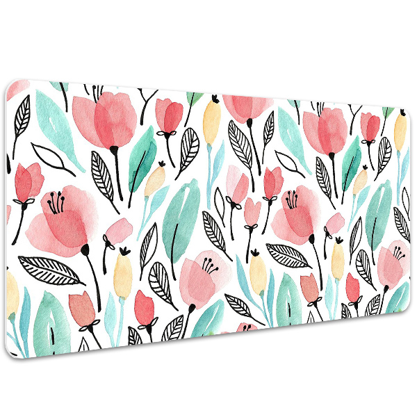 Bureau onderlegger Rode bloemen