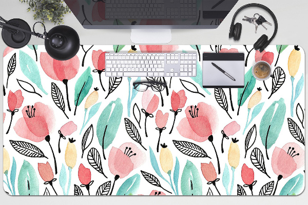 Bureau onderlegger Rode bloemen