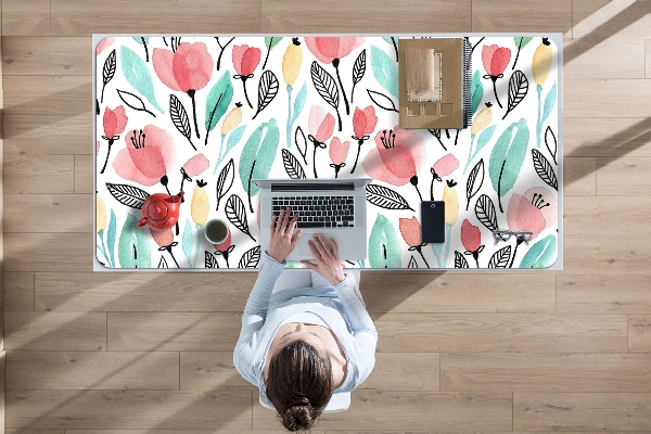 Bureau onderlegger Rode bloemen