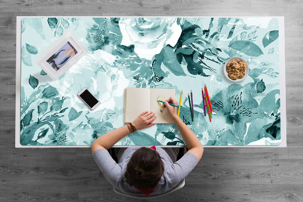 Bureau onderlegger Blauwe bloemen