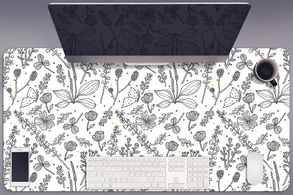 Bureau onderlegger Bloemen en stippen