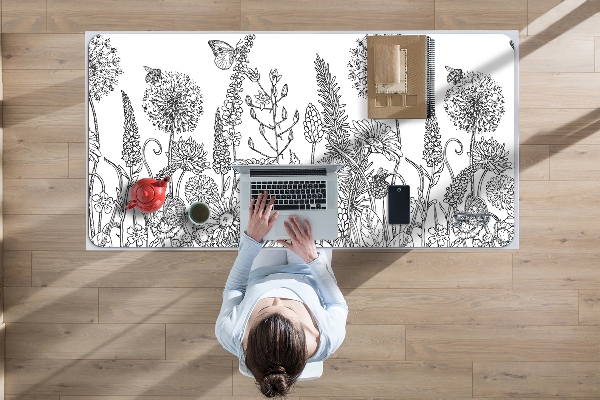 Bureau onderlegger Bloemenschets