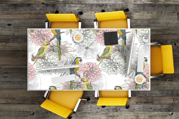 Bureau onderlegger Papegaai en bloemen