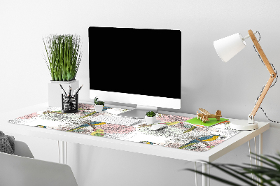 Bureau onderlegger Papegaai en bloemen