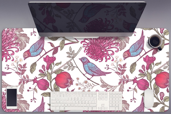 Bureau onderlegger Vogels en bloemen