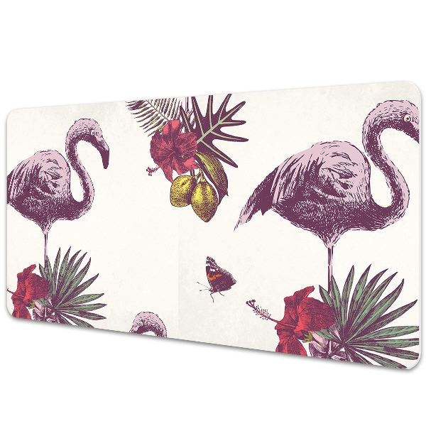 Bureau onderlegger Flamingo & hibiscus