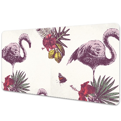 Bureau onderlegger Flamingo & hibiscus