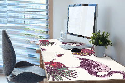 Bureau onderlegger Flamingo & hibiscus