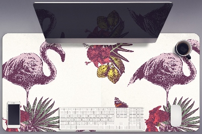 Bureau onderlegger Flamingo & hibiscus