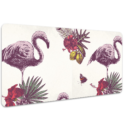 Bureau onderlegger Flamingo & hibiscus