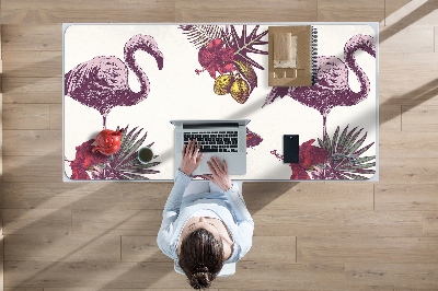 Bureau onderlegger Flamingo & hibiscus