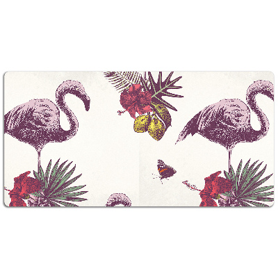 Bureau onderlegger Flamingo & hibiscus