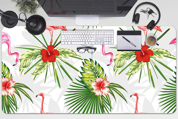Bureau onderlegger Flamingos en bloemen