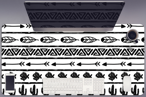 Bureau onderlegger Boho zwart en wit