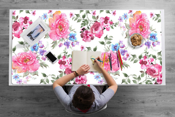 Bureau onderlegger Roze bloemen