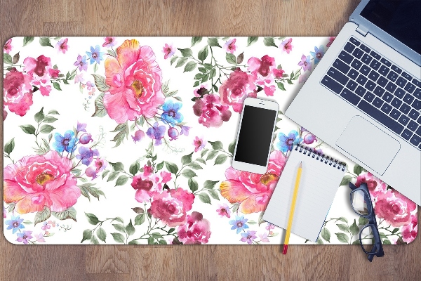 Bureau onderlegger Roze bloemen