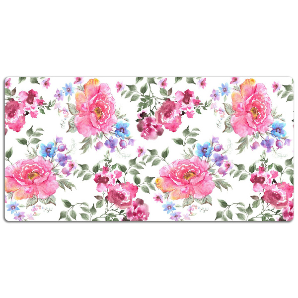 Bureau onderlegger Roze bloemen