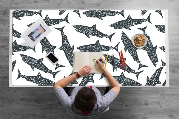 Bureau mat Haaientypografie