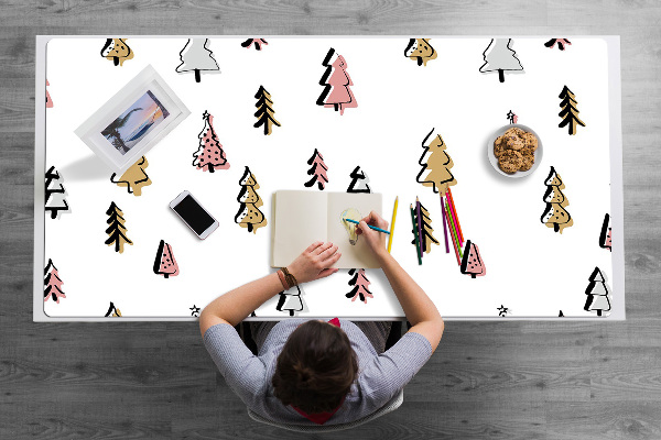 Bureau onderlegger Pastel kerstbomen