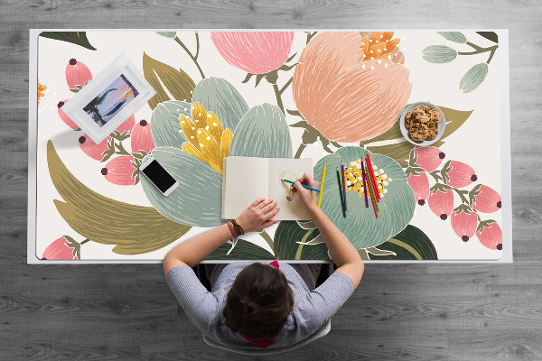 Bureau mat Geschilderde bloemen