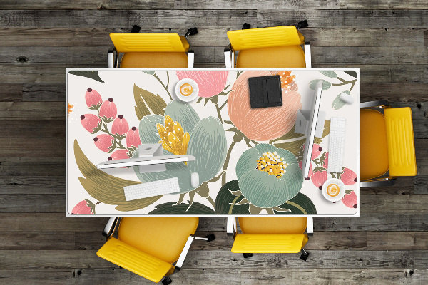 Bureau mat Geschilderde bloemen