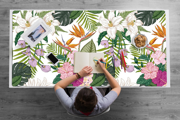 Bureau onderlegger Exotische bloemen