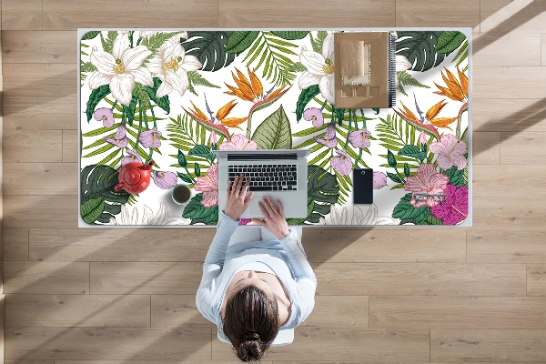 Bureau onderlegger Exotische bloemen