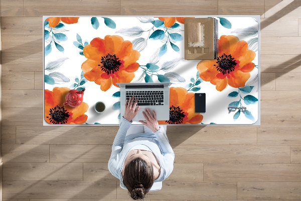 Bureau onderlegger Oranje bloem