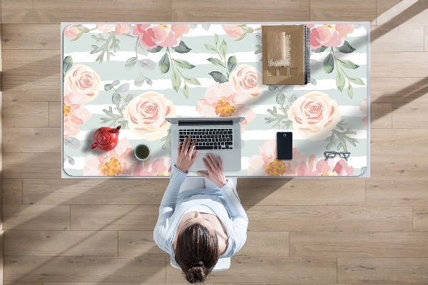Bureau onderlegger Roze bloemen