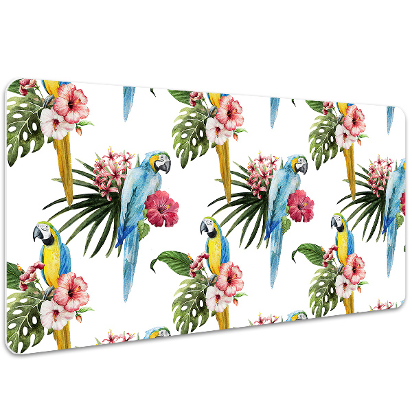 Bureau onderlegger Papegaaien en bloemen