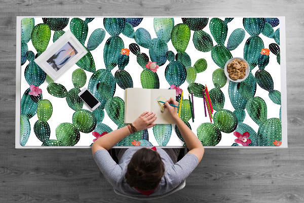 Bureau onderlegger Cacti met bloemen
