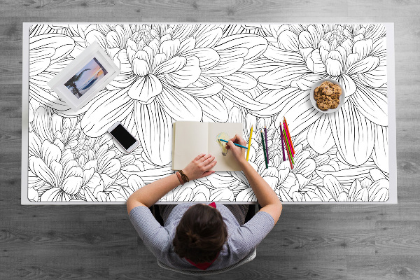 Bureau onderlegger Geschetste bloemen