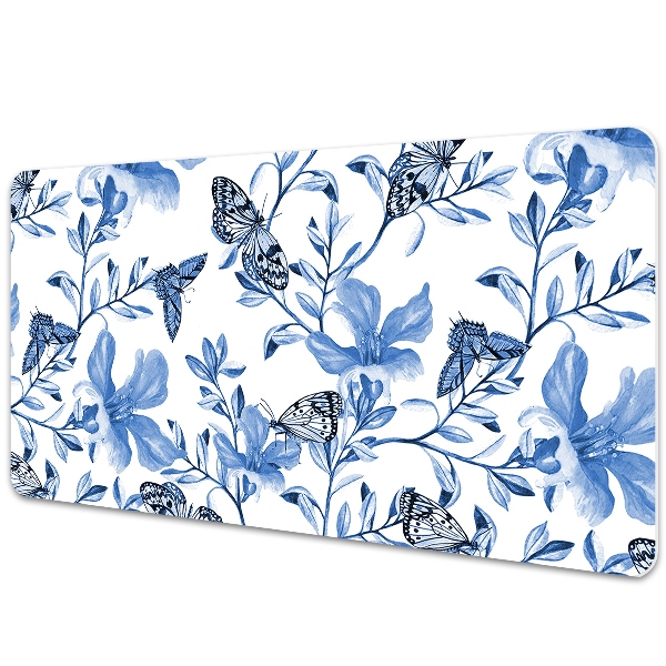 Bureau mat Blauwe bloemen