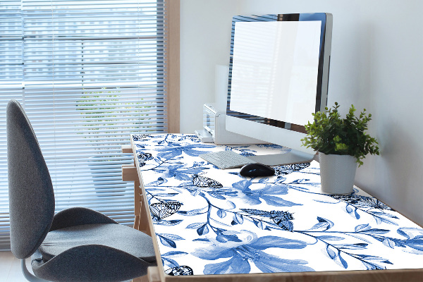 Bureau mat Blauwe bloemen