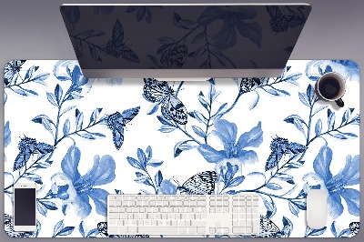 Bureau mat Blauwe bloemen