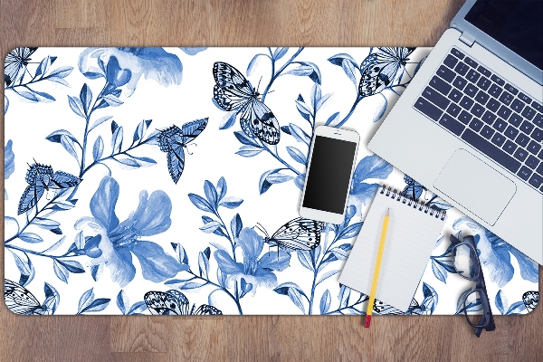 Bureau mat Blauwe bloemen