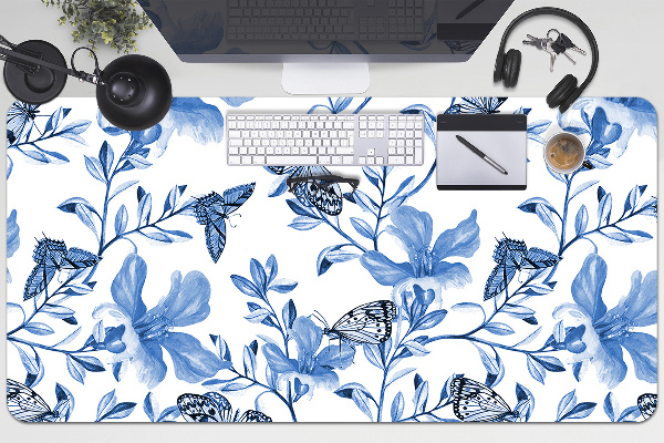 Bureau mat Blauwe bloemen