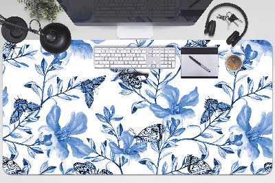 Bureau mat Blauwe bloemen