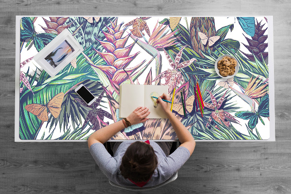 Bureau mat Bloemen en vlinders