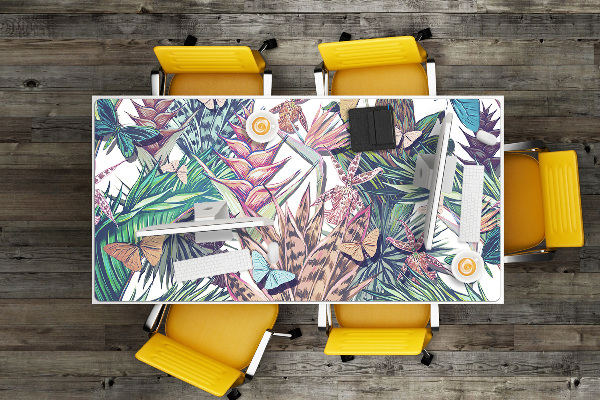 Bureau mat Bloemen en vlinders