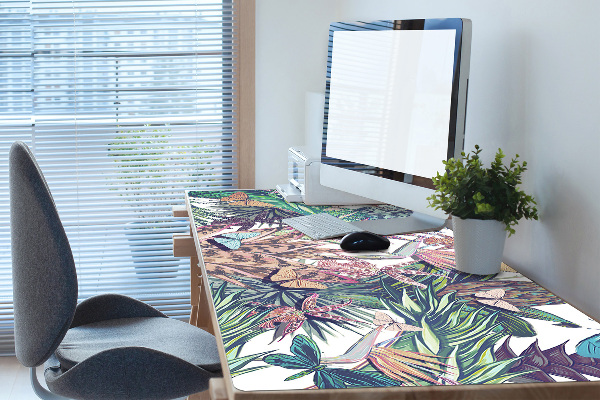 Bureau mat Bloemen en vlinders